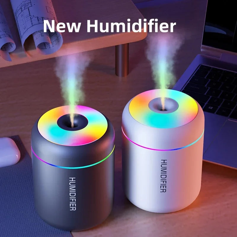 Mini humidificador de aire USB eléctrico de 180 ml, difusor de aromas y aceites esenciales, purificador de aire con función de aromaterapia, generador de niebla y luces LED para coche, hogar y dormitorio.