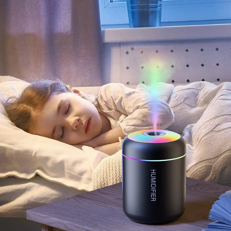 Mini humidificador de aire USB eléctrico de 180 ml, difusor de aromas y aceites esenciales, purificador de aire con función de aromaterapia, generador de niebla y luces LED para coche, hogar y dormitorio.