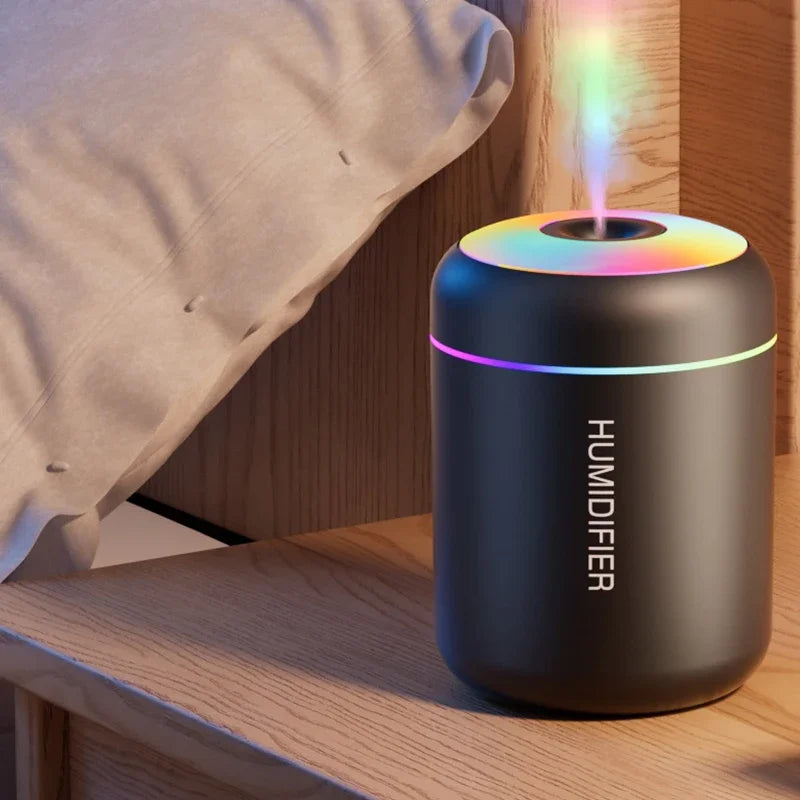 Mini humidificador de aire USB eléctrico de 180 ml, difusor de aromas y aceites esenciales, purificador de aire con función de aromaterapia, generador de niebla y luces LED para coche, hogar y dormitorio.